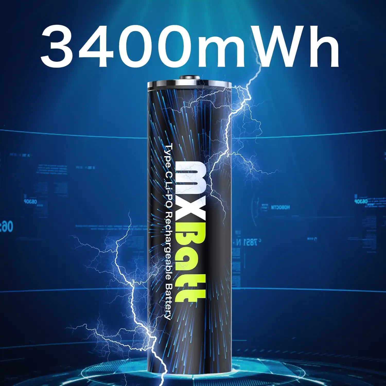 MXBatt Lithium 1.5V, 3400mWh, USB-C, 20ks – Obrázok 2